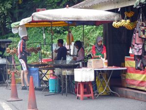 Zwischendurch kann man sich an Obstständen mit Bananen und Litschis eindecken