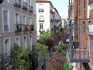 Blick aus dem Hostel auf der Calle de Huertas